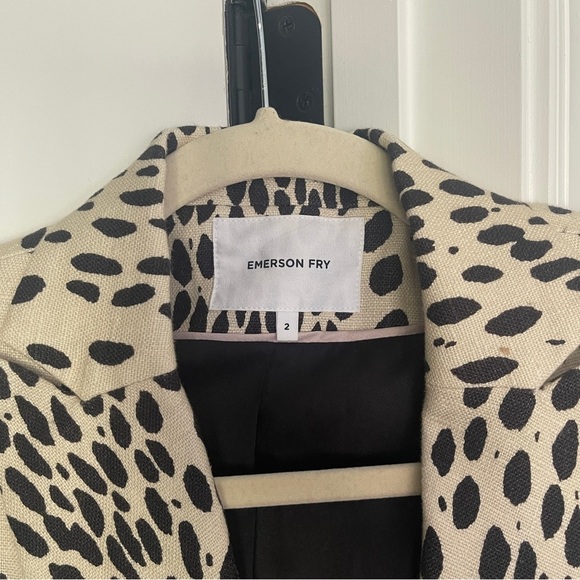 Emerson Fry Wingtip Leopard Linen Jacket Long Coat - Picture 5 of 6